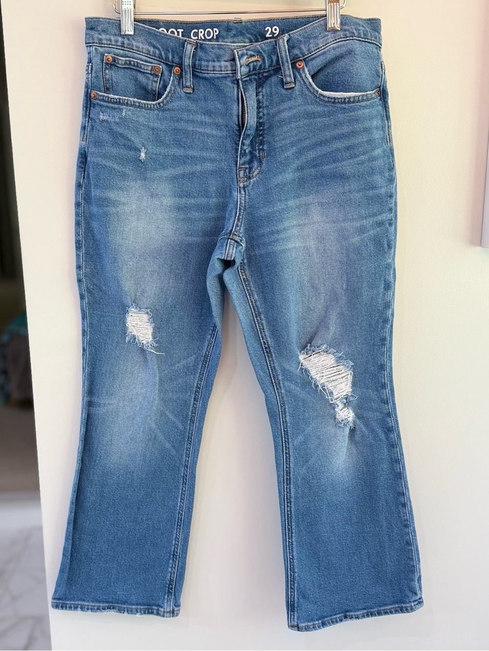 J.Crew Cropped Distressed Blue Jeans - Boot Crop Style